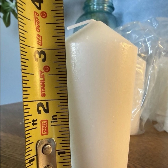 White Mini Pillar Candles Set of 5 Hexagon Wedding Decor Centerpiece Candles - Picture 2 of 2